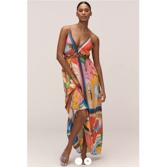 FARM Rio Dresses & Skirts - NWT FARM Rio Summer Picnic Macrame Yoke Maxi Dress M Tropical Boho